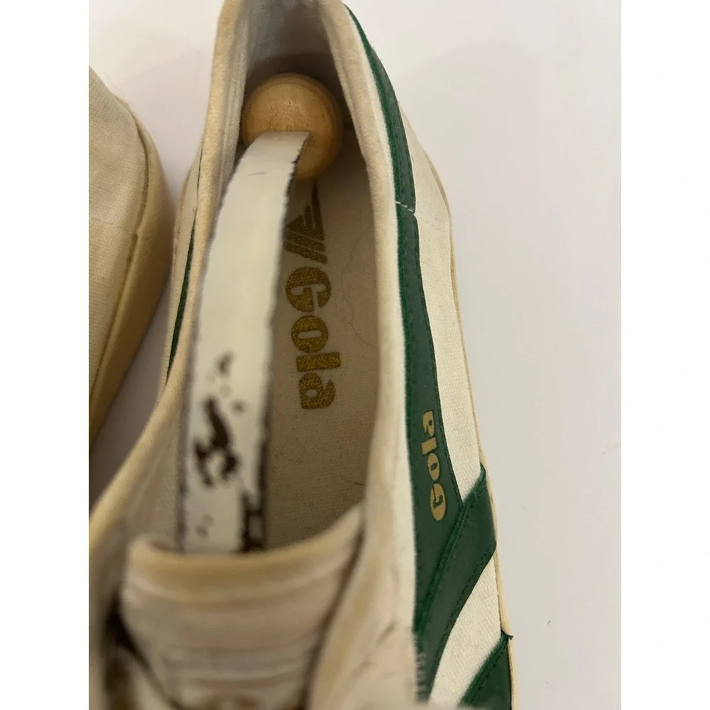 Gola Vtg Women's Vegan Classic Coaster Strap Canvas Sneakers  White Green Sz 8